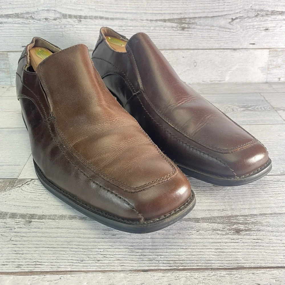 Joseph Abboud Shoes Mens 13 M Brown Leather Slip On Casual Dress Loafer Classic